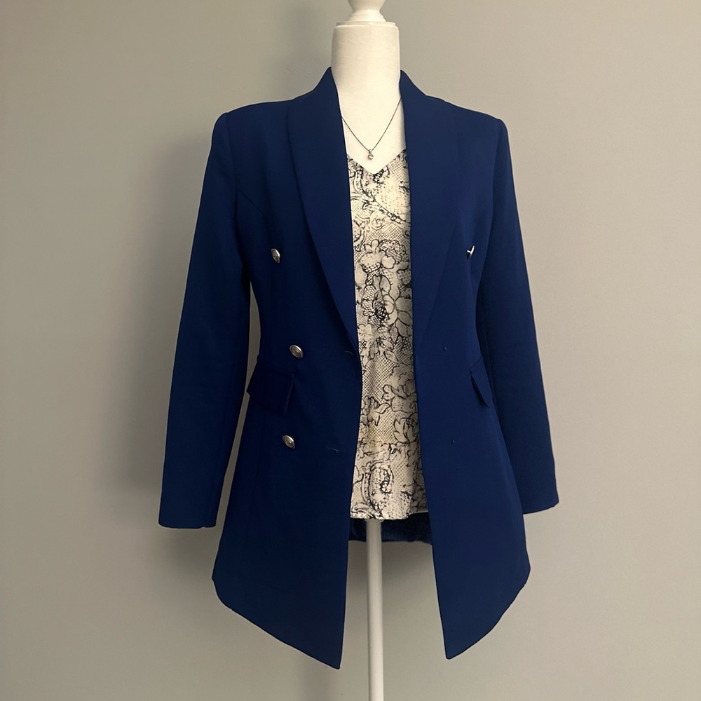 Royal Blue Padded Suit Jacket Blazer